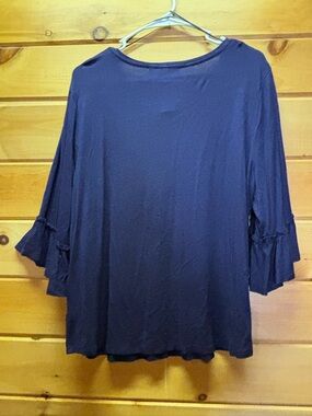 Apt. 9 Dark Navy Ruffle-Sleeve Tunic